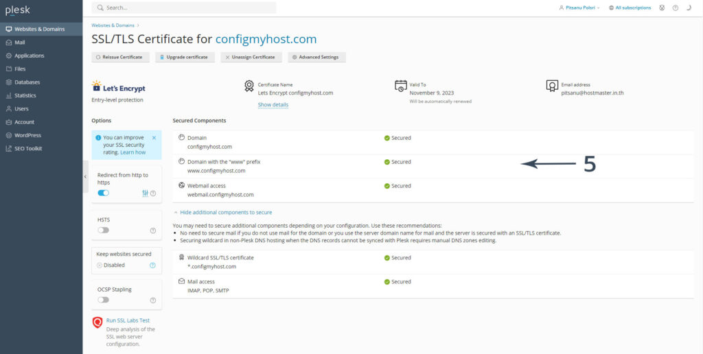 ติดตั้ง SSL ของ Let's Encrypt